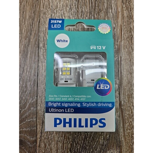 Philips Ultinon LED White Bulbs 3157W 12V Bright Signaling New In Box - Picture 2 of 7